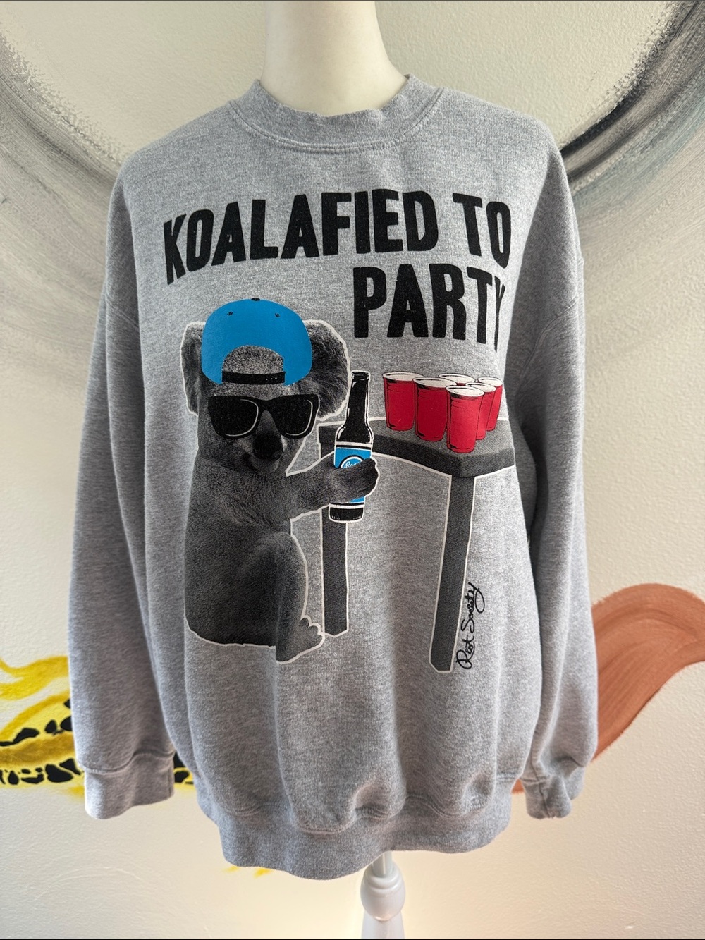 Riot Society Gray 'Koalafied to Party' Graphic Crewneck Sweatshirt.  Size M